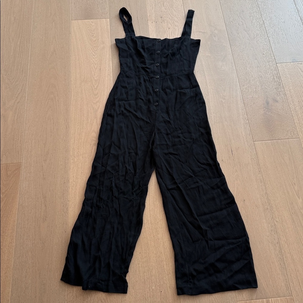 Reformation Black Square-Neck Button Jumpsuit - Picture 4 of 8